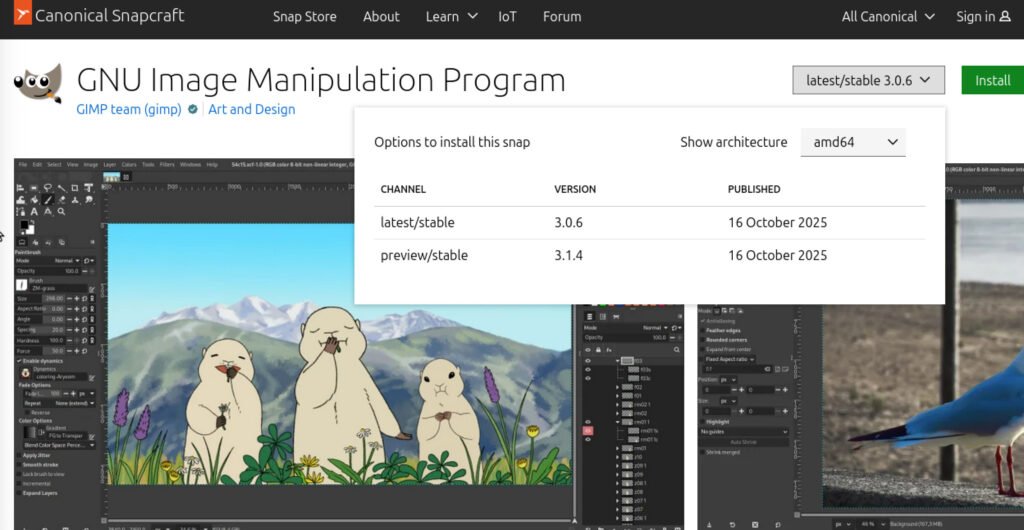 GIMP in Snapstore